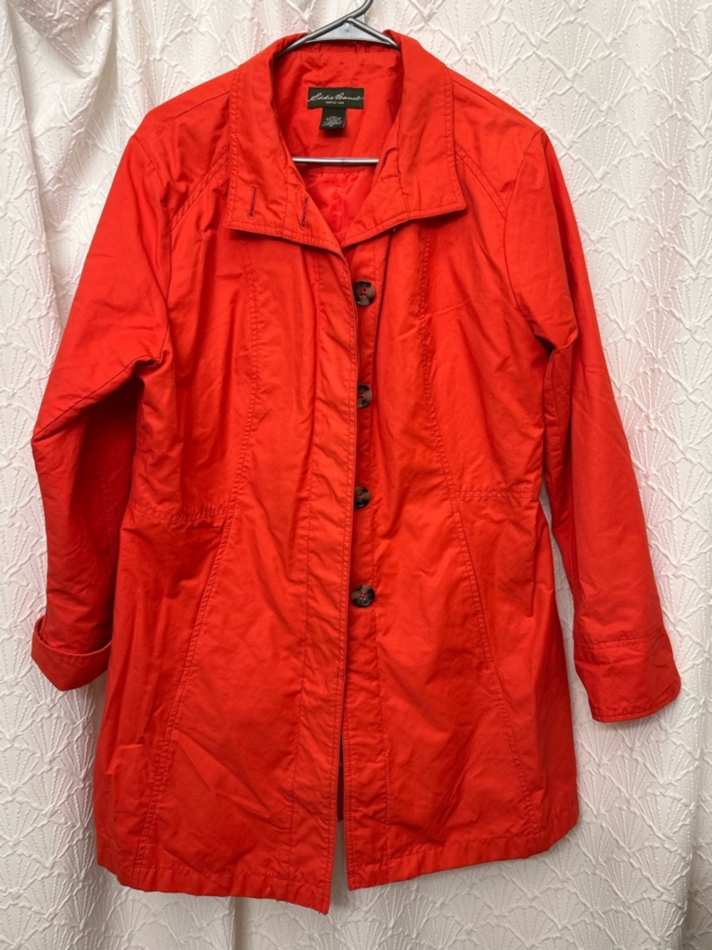 Eddie Bauer Bright Orange/Red Lightweight Rain Coat - Picture 2 of 5